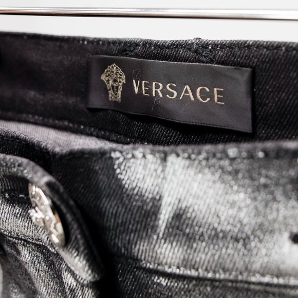 Versace Silver Painted Jeans - Picture 4 of 14